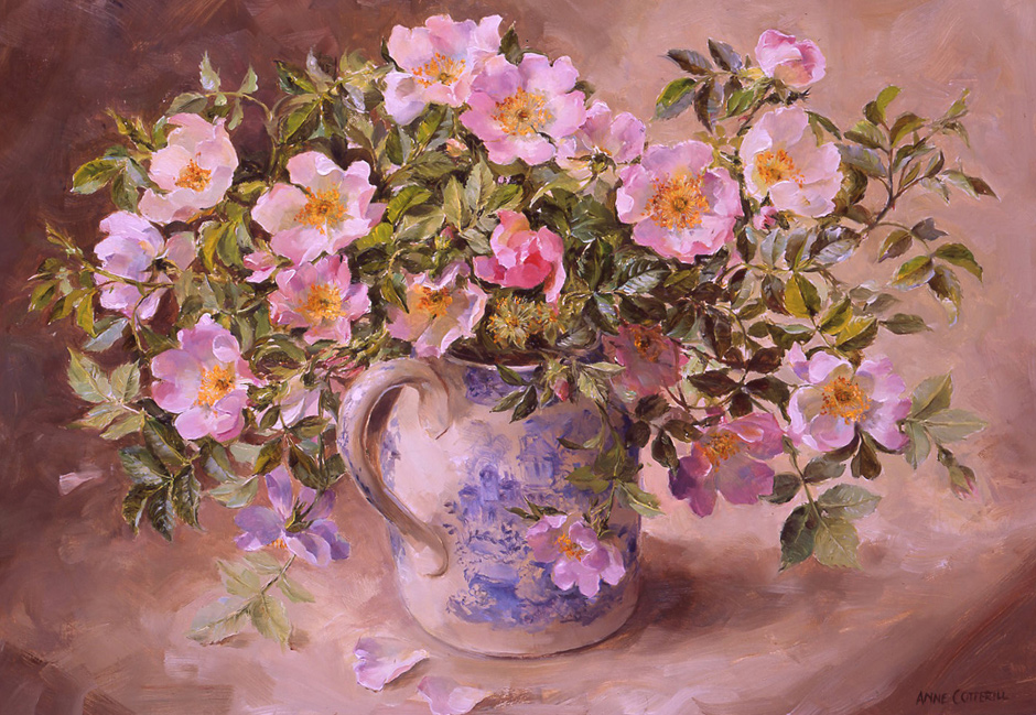 Briar Roses. Giclée Print on Canvas LCP-019 by Anne Cotterill