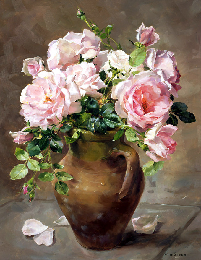 Pink Roses. Giclée Print on Canvas LCP-014. By Anne Cotterill