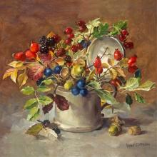 Autumn Berries - flower greetings card by Anne Cotterill