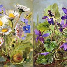 Daisies and Violets note cards by Anne Cotterill FLower Art