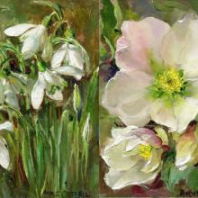 Snowdrops / Christmas Roses small note cards by Anne Cotterill Flower Art