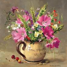 Musk Mallows and Harvest-Time Flowers - Blank Card by Anne Cotterill
