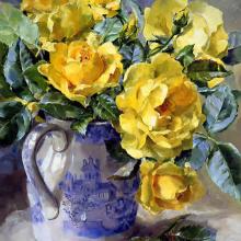 Yellow Roses - Birthday Card by Anne Cotterill