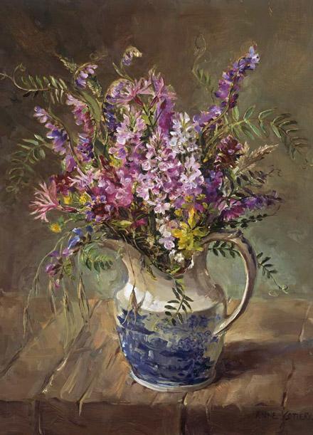 Vetch with Wild Orchids - blank card by Anne Cotterill