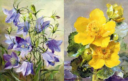 Harebells/Kingcups note cards by Anne Cotterill Flower Art