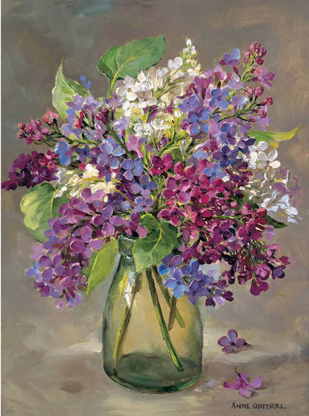 Lilac and Other Blossom by Anne Cotterill Pack of 2 Greeting Cards