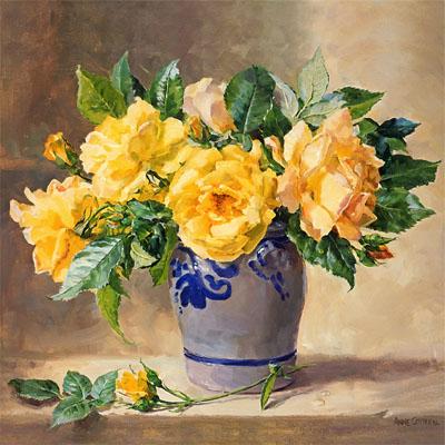 Yellow Roses and Buds - Flower card by Anne Cotterill