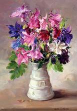 Columbines blank greetings card by Anne Cotterill