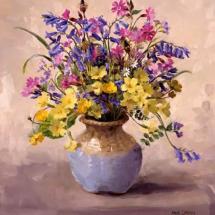 Bluebells and Campion card by Anne Cotterill Flower Art