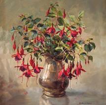 Fuchsias in Silver - flower card by Anne Cotterill