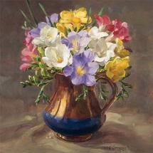 Freesias - flower card by Anne Cotterill
