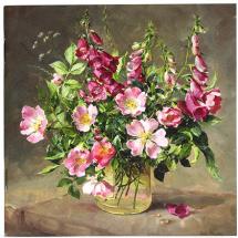 Notebook Foxgloves and Wild Roses by Anne Cotterill Flower Art