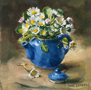 Daisies in a Doll's Teapot - blank card