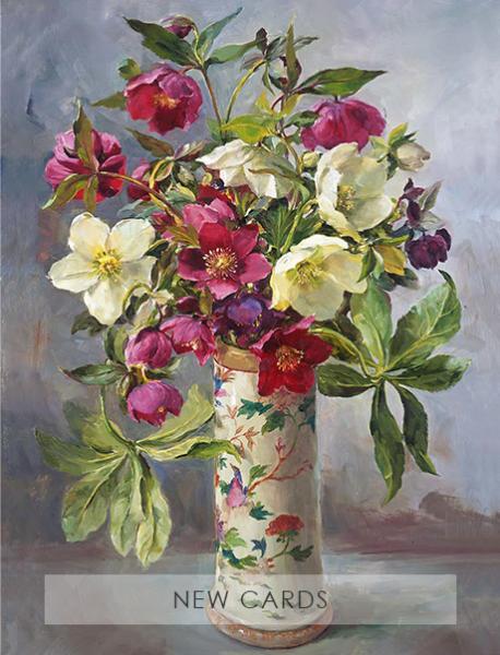 'Primroses and Blackthorn' blank flower card taken from an Anne Cotterill original oil painting
