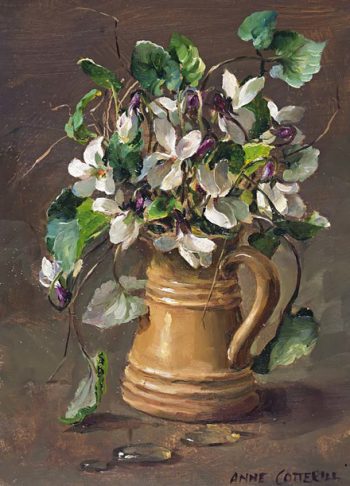 Wild white Violets greetings card by Anne Cotterill.