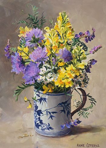 Toadflax with Scabious greetings card by Anne Cotterill