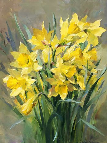 Wild daffodils greetings card by Anne Cotterill