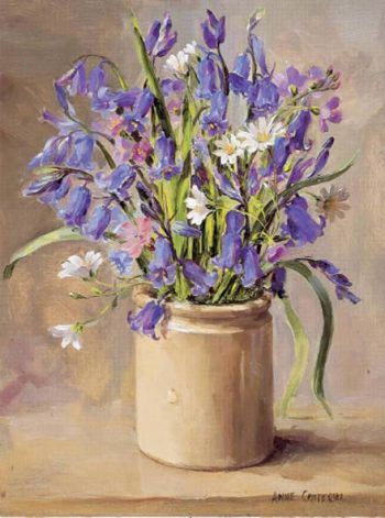 Bluebells and stitchwort greetings card A-0017 by Anne Cotterill