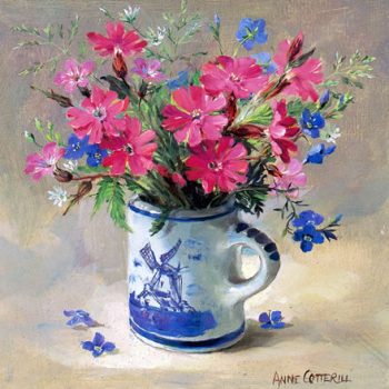 Pink campions. Blank greetings card by Anne Cotterill. D-0022