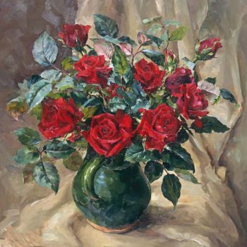 Red Roses Blank Card - D-0038 by Anne Cotterill