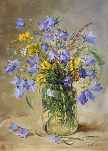 Harebells in a Jam Jar card by Anne Cotterill