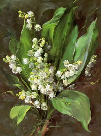 Blank greetings card depicting Lily of the Valley by Anne Cotterill A-0007