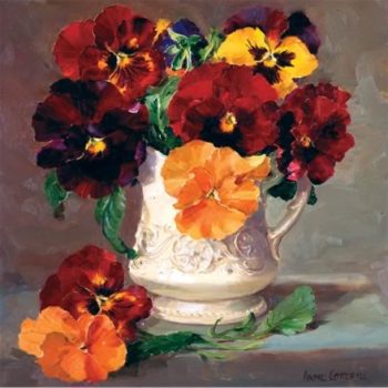Pansies in a Cream Jug - Card by Anne Cotterill