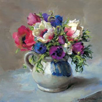 Small anemones. Blank greetings card by Anne Cotterill D-0021