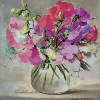 Greetings card of sweet peas by Anne Cotterill