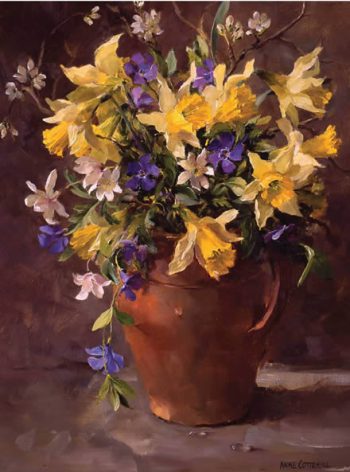 Wild Daffodils and Periwinkles greetings card