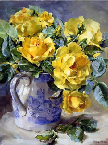 Greetings card of yellow roses.