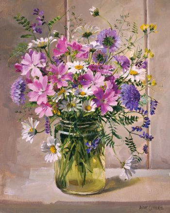 Mallows and Other Wild Flowers - Limited Edition Open End Print by Anne Cotterill