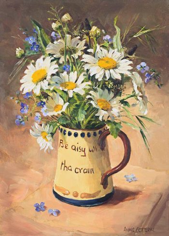 Oxeye Daises in a Cream Jug card by Anne Cotterill
